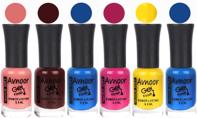 

Avnoor Trendy Color Gel Nail Polish Combo Set No 1103 Multicolor(Pack of 6)