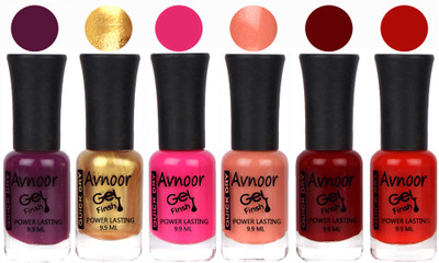 

Avnoor Trendy Color Gel Nail Polish Combo Set No 1063 Multicolor(Pack of 6)