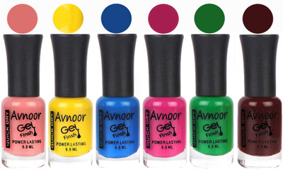 

Avnoor Trendy Color Gel Nail Polish Combo Set No 1100 Multicolor(Pack of 6)