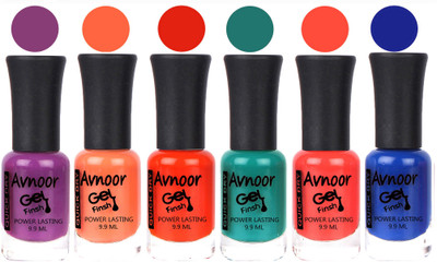 

Avnoor Trendy Color Gel Nail Polish Combo Set No 1077 Multicolor(Pack of 6)