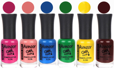 

Avnoor Trendy Color Gel Nail Polish Combo Set No 1102 Multicolor(Pack of 6)