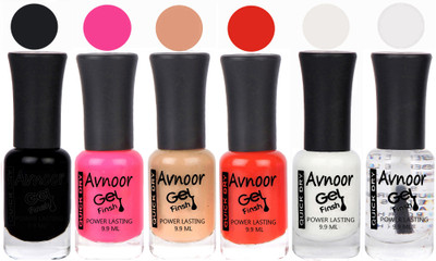 

Avnoor Trendy Color Gel Nail Polish Combo Set No 1111 Multicolor(Pack of 6)
