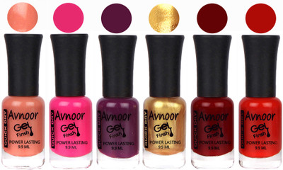 

Avnoor Trendy Color Gel Nail Polish Combo Set No 1058 Multicolor(Pack of 6)