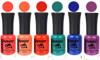 

Avnoor Trendy Color Gel Nail Polish Combo Set No 1076 Multicolor(Pack of 6)