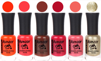 

Avnoor Trendy Color Gel Nail Polish Combo Set No 1065 Multicolor(Pack of 6)