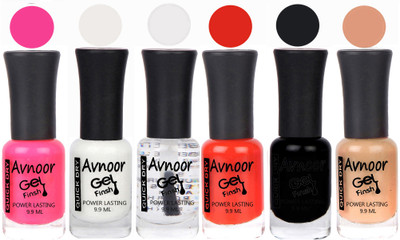

Avnoor Trendy Color Gel Nail Polish Combo Set No 1108 Multicolor(Pack of 6)
