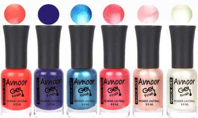 

Avnoor Trendy Color Gel Nail Polish Combo Set No 1047 Multicolor(Pack of 6)