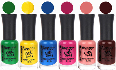 

Avnoor Trendy Color Gel Nail Polish Combo Set No 1104 Multicolor(Pack of 6)