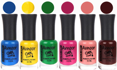 

Avnoor Trendy Color Gel Nail Polish Combo Set No 1098 Multicolor(Pack of 6)