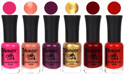 

Avnoor Trendy Color Gel Nail Polish Combo Set No 1057 Multicolor(Pack of 6)