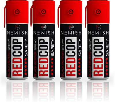 

Newish : Powerful Black Pepper Spray Self Defence for Women Pack Of 4 Each (55 ml |35 gm|50 shots) Upto -15 Feet Pepper Stream Spray