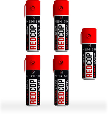 

Newish : Powerful Red Chilli Pepper Spray Self Defence for Women Pack Of 5 Each (55 ml |35 gm|50 shots) Upto -15 Feet Pepper Stream Spray
