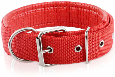 

Pets Empire PU Leather Padded Dog Collar Nylon Foam Soft Adjustable Pet Cat Durable Collar for Large to XX-Large Heavy Dogs Basic Collar (RED) Dog Everyday Collar(, Red