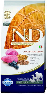 

Farmina N&D Adult Medium Dog Food, Pumpkin Grain, Canine Lamb and Blueberry 2.5 kg Dry Dog Food