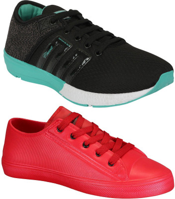 

Chevit Combo Pack of 2 Casual & Sports Shoes (Sneakers Shoes) Walking Shoes For Men(Multicolor, Black & red
