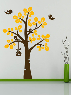 ALLURE 122 cm Bird Tree Home Self Adhesive Sticker(Pack of 1)