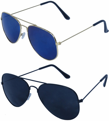 ALEYBEE Aviator Sunglasses(Black, Blue)