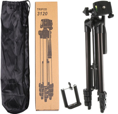 

BUY SURETY Tripod-3120 Adjustable Aluminum Good Quality Lightweight Camera Stand With Three-Dimensional Head & Quick Release Plate For Video Cameras, Dslr, Tripod With Mobile Clip Holder Mobile Holder For All Smartphone Tripod(Black, Supports Up to 1500 g