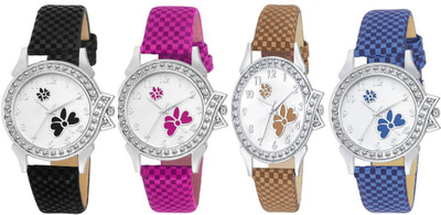 KIARVI GALLERY Dream Fashion diamond Blue-Black-Brown-Pink-Combo Pack of 4 Analog watch for Girls & Women Analog Watch - For Girls
