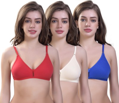 SKY BEAUTY Cotton Fabric Women T-Shirt Non Padded Bra(Multicolor)