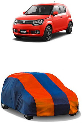 QualityBeast Car Cover For Maruti Suzuki Ignis (Without Mirror Pockets)(Orange, Blue)