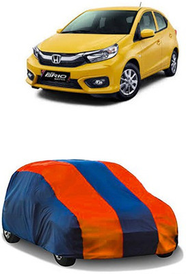 QualityBeast Car Cover For Honda Brio (Without Mirror Pockets)(Orange, Blue)