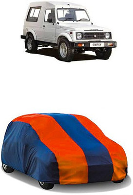 QualityBeast Car Cover For Maruti Suzuki Gypsy King (Without Mirror Pockets)(Orange, Blue)