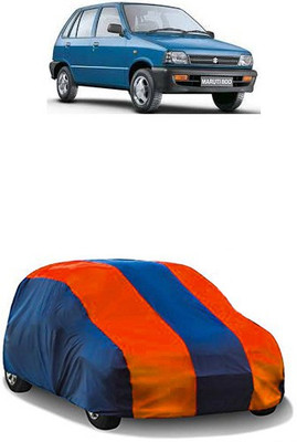 QualityBeast Car Cover For Maruti Suzuki 800 (Without Mirror Pockets)(Orange, Blue)
