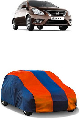 QualityBeast Car Cover For Nissan Sunny (Without Mirror Pockets)(Orange, Blue)