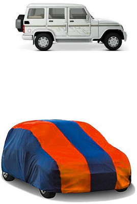 QualityBeast Car Cover For Mahindra Bolero (Without Mirror Pockets)(Orange, Blue)