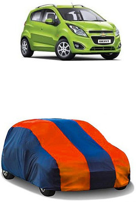 QualityBeast Car Cover For Chevrolet Beat (Without Mirror Pockets)(Orange, Blue)