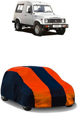 QualityBeast Car Cover For Maruti Suzuki Gypsy King (Without Mirror Pockets)(Orange, Black)