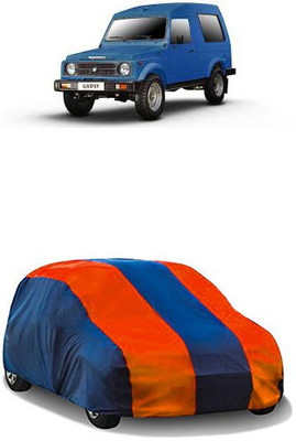 QualityBeast Car Cover For Maruti Suzuki Gypsy MG-410 (Without Mirror Pockets)(Orange, Blue)
