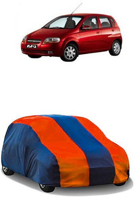 QualityBeast Car Cover For Chevrolet Aveo Uva (Without Mirror Pockets)(Orange, Blue)