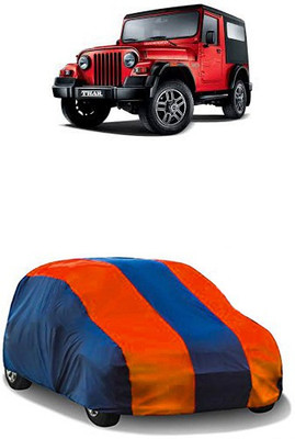 QualityBeast Car Cover For Mahindra Jeep (Without Mirror Pockets)(Orange, Blue)