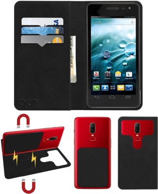 ACM Flip Cover for Spice Mi-495 Stellar Virtuoso(Black, Cases with Holder, Pack of: 1)