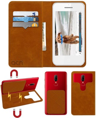 ACM Flip Cover for Intex Aqua Y2 Power(Gold, Cases with Holder, Pack of: 1)