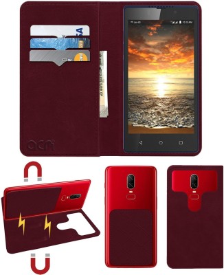 ACM Flip Cover for Lyf Connect C459(Maroon, Cases with Holder, Pack of: 1)