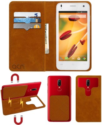 ACM Flip Cover for Lava Iris X1(Gold, Cases with Holder, Pack of: 1)