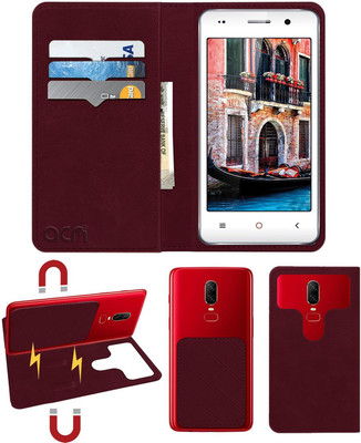 ACM Flip Cover for Iball Andi 4.5c Magnifico(Maroon, Cases with Holder, Pack of: 1)