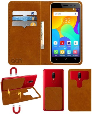 ACM Flip Cover for Micromax Spark Vdeo 4g Q415(Gold, Cases with Holder, Pack of: 1)