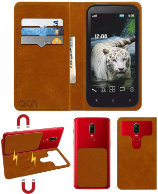 ACM Flip Cover for Fly F45s(Gold, Cases with Holder, Pack of: 1)