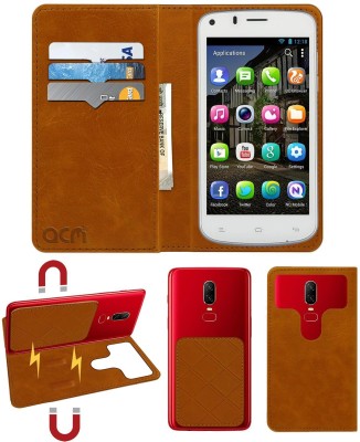 ACM Flip Cover for Gionee Pioneer P3(Gold, Cases with Holder, Pack of: 1)