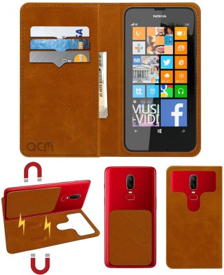 ACM Flip Cover for Nokia Lumia 630(Gold, Cases with Holder, Pack of: 1)