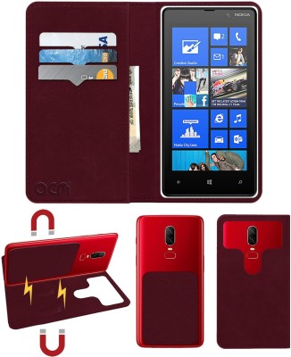 ACM Flip Cover for Nokia Lumia 820(Maroon, Cases with Holder, Pack of: 1)