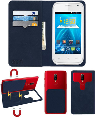 ACM Flip Cover for Spice Smart Flo Ivory 2 Mi-423(Blue, Cases with Holder)