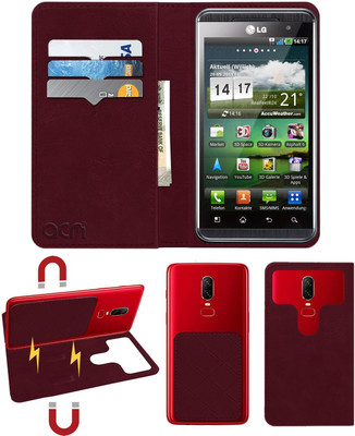 ACM Flip Cover for Lg Optimus 3d P920(Maroon, Cases with Holder, Pack of: 1)