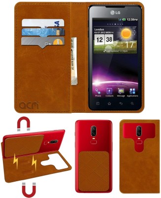 ACM Flip Cover for Lg Optimus 3d P725(Gold, Cases with Holder, Pack of: 1)