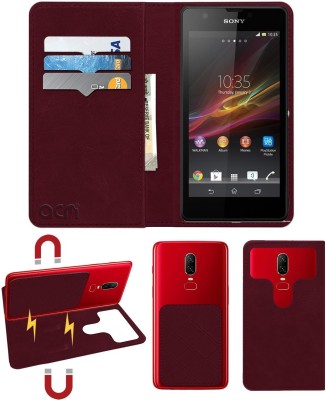 ACM Flip Cover for Sony Xperia Zr(Maroon, Cases with Holder, Pack of: 1)