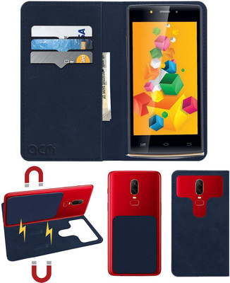 ACM Flip Cover for Iball Andi 4.5 O Buddy(Blue, Cases with Holder, Pack of: 1)